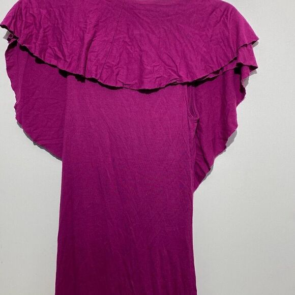 Go International Women's Purple Ruffled V-Neck Pullover Shift Dress	Size XS - Picture 7 of 11